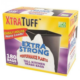 XTRA TUFF TALL KITCHEN BAGS 13GAL 180CT 6/CS WHITE-30165